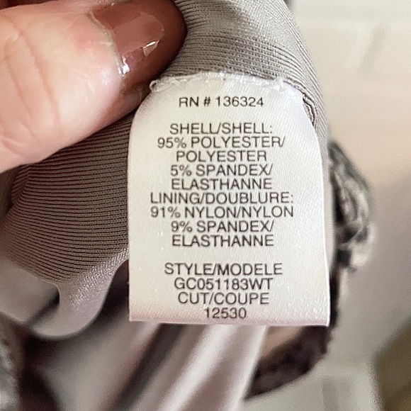 Halston Mini Dress Snakeskin Faux Wrap Ruched Mobwife Gray/Greige Black Sz 10 - Picture 8 of 14